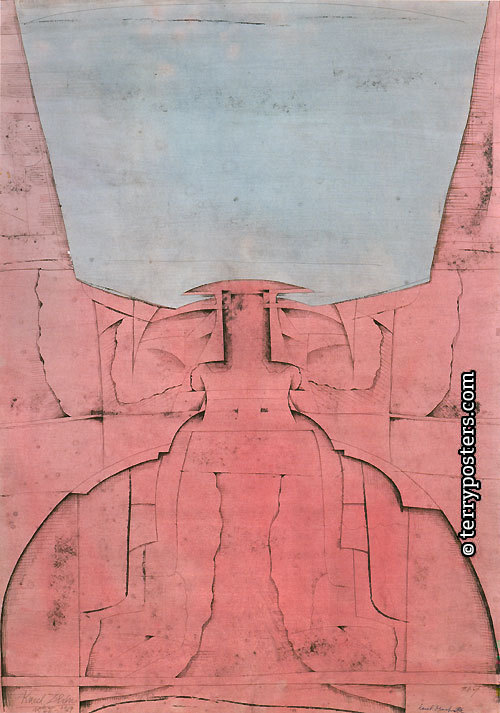 Anthropomorphic Architecture; 1965 / Chinese ink drawing, watercolor, paper, 88 x 620 mm /