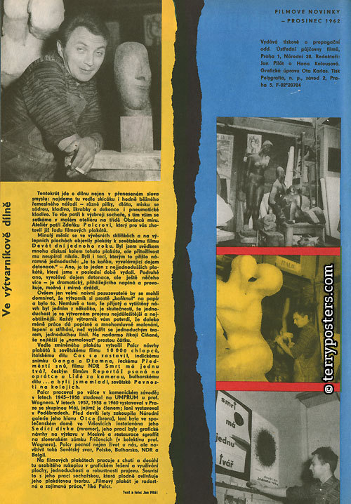 In the Artist's Workshop (text and photos: Jan Pilát) - Movie News 12 / 1962
