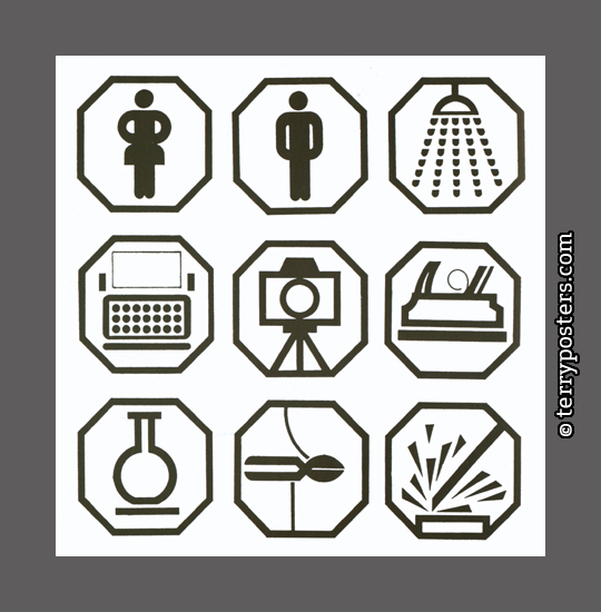 Pictograms for a building of research institutes Brno; 1986