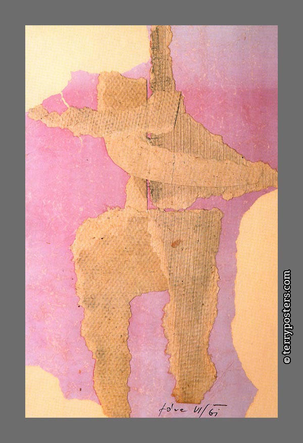 Samotář: koláž, trhaný karton, 66 x 44 cm; 1961