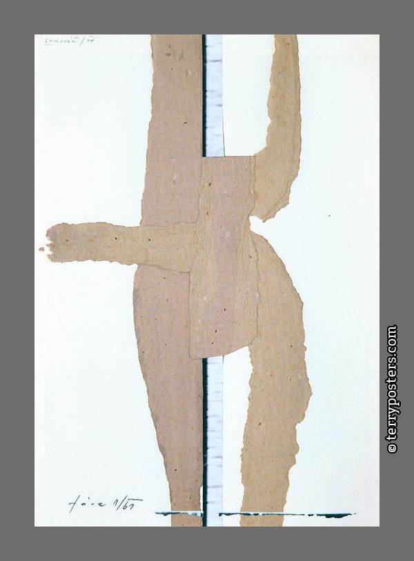 Samotář: koláž, trhaný karton, 64 x 44 cm; 1961