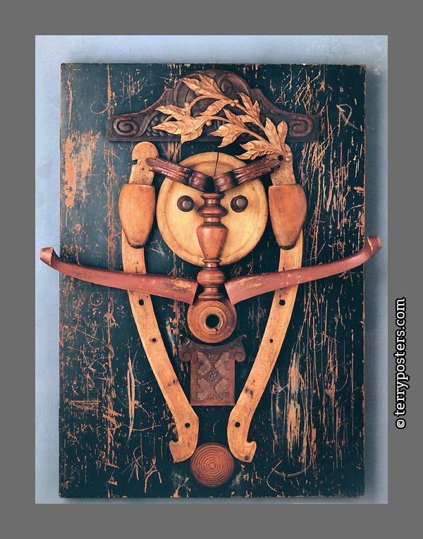 Pocta Dalímu: asambláž, dřevo, 98,5 x 70 cm; 1982